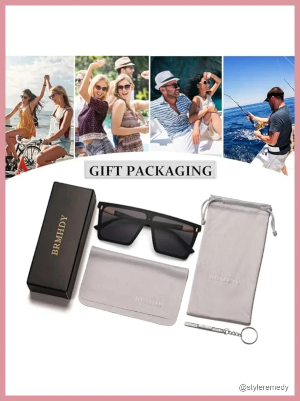 Oversized Square Sunglasses Flat Top Trendy UV400 Protection
